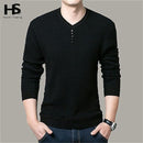 Solid Color Pullover For Men / V-Neck Sweater-Black-S-JadeMoghul Inc.