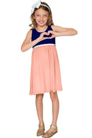 Solid Pastel Peach Sanibel Trendy Empire Waist Dress - Girls Sanibel Empire Waist Dress
