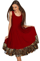 Solid Red Leopard Vizcaya Fit & Flare Dress - Women Vizcaya Fit & Flare Dress