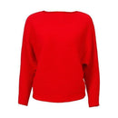 Split Neck Batwing Sleeves Pullover Sweater JadeMoghul Inc.