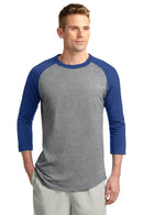 Sport-Tek Colorblock Raglan Jersey. T200-T-shirts-Heather Grey/Red-XL-JadeMoghul Inc.