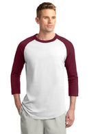 Sport-Tek Colorblock Raglan Jersey. T200-T-shirts-Heather Grey/Red-XL-JadeMoghul Inc.