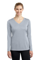 Sport-Tek Ladies Long Sleeve PosiCharge Competitor V-Neck Tee. LST353LS-Activewear-Silver-4XL-JadeMoghul Inc.