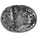 Sports Accessories - Howling Wolf Antiqued Belt Buckle-Jewelry & Accessories,Buckles,Antiqued Buckles-JadeMoghul Inc.
