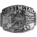 Sports Accessories - Sheet Metal Worker Antiqued Belt Buckle-Jewelry & Accessories,Buckles,Antiqued Buckles-JadeMoghul Inc.
