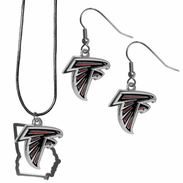 Sports Jewelry & Accessories NFL - Atlanta Falcons Dangle Earrings and State Necklace Set JM Sports-7