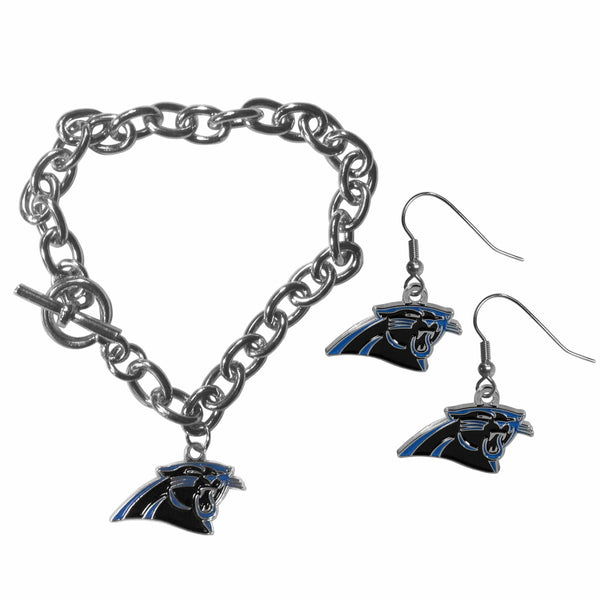 Sports Jewelry & Accessories NFL - Carolina Panthers Chain Bracelet and Dangle Earring Set JM Sports-7