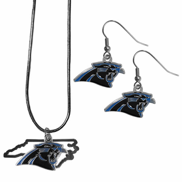 Sports Jewelry & Accessories NFL - Carolina Panthers Dangle Earrings and State Necklace Set JM Sports-7