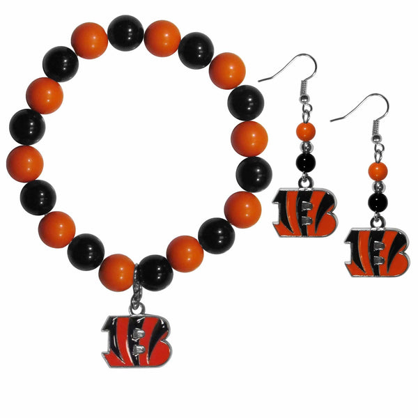 Sports Jewelry & Accessories NFL - Cincinnati Bengals Fan Bead Earrings and Bracelet Set JM Sports-7
