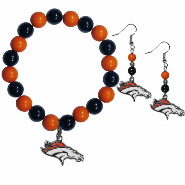 Sports Jewelry & Accessories NFL - Denver Broncos Fan Bead Earrings and Bracelet Set JM Sports-7