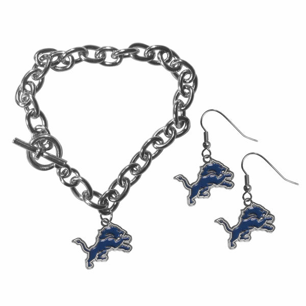 Sports Jewelry & Accessories NFL - Detroit Lions Chain Bracelet and Dangle Earring Set JM Sports-7