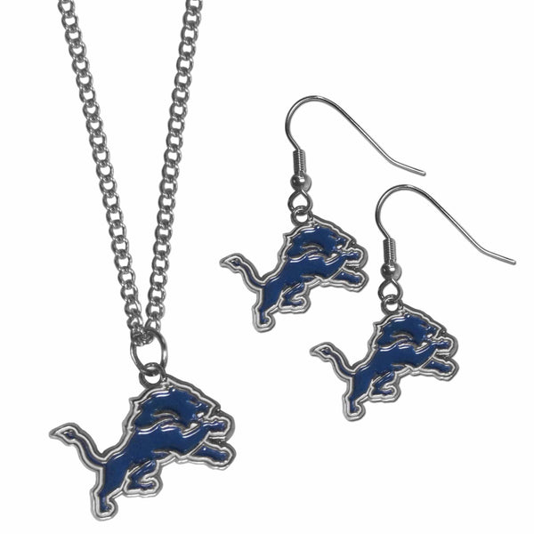 Sports Jewelry & Accessories NFL - Detroit Lions Dangle Earrings and Chain Necklace Set JM Sports-7