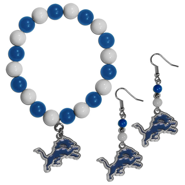 Sports Jewelry & Accessories NFL - Detroit Lions Fan Bead Earrings and Bracelet Set JM Sports-7