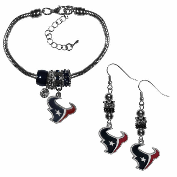 Sports Jewelry & Accessories NFL - Houston Texans Euro Bead Earrings and Bracelet Set JM Sports-7