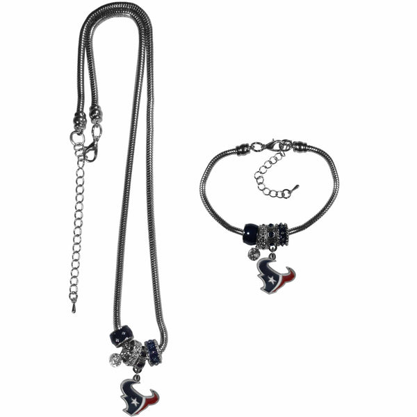 Sports Jewelry & Accessories NFL - Houston Texans Euro Bead Necklace and Bracelet Set JM Sports-7