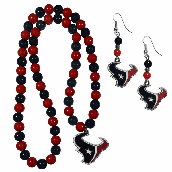 Sports Jewelry & Accessories NFL - Houston Texans Fan Bead Earrings and Necklace Set JM Sports-7