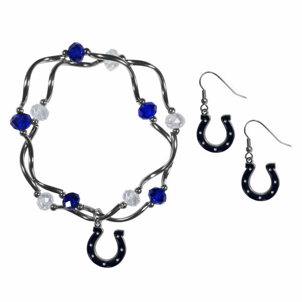 Sports Jewelry & Accessories NFL - Indianapolis Colts Dangle Earrings and Crystal Bead Bracelet Set JM Sports-7