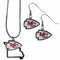Sports Jewelry & Accessories NFL - Kansas City Chiefs Dangle Earrings and State Necklace Set JM Sports-7