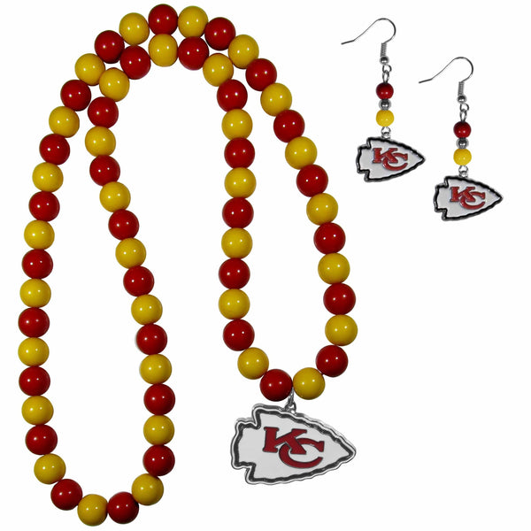 Sports Jewelry & Accessories NFL - Kansas City Chiefs Fan Bead Earrings and Necklace Set JM Sports-7