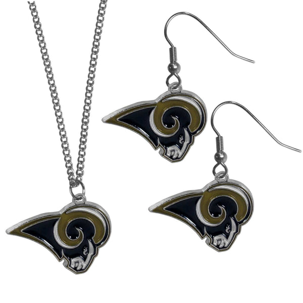 Sports Jewelry & Accessories NFL - Los Angeles Rams Dangle Earrings and Chain Necklace Set JM Sports-7