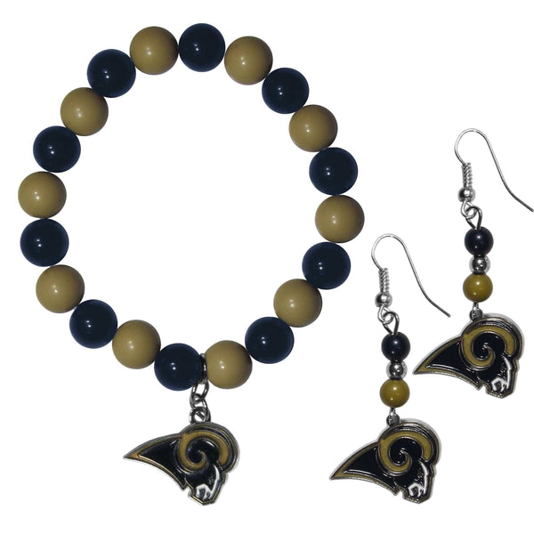 Sports Jewelry & Accessories NFL - Los Angeles Rams Fan Bead Earrings and Bracelet Set JM Sports-7