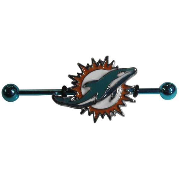 Sports Jewelry & Accessories NFL - Miami Dolphins Industrial Slider Barbell JM Sports-7