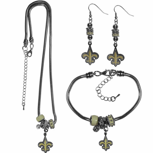 Sports Jewelry & Accessories NFL - New Orleans Saints Euro Bead Jewelry 3 piece Set JM Sports-7