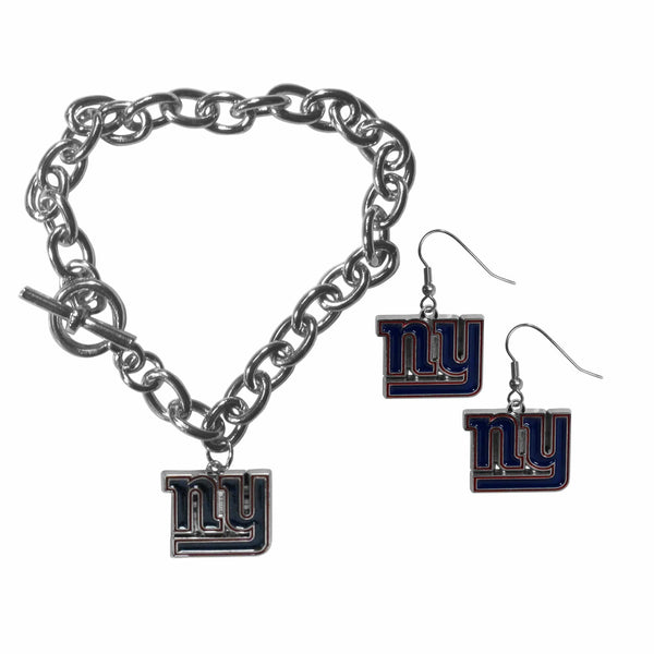 Sports Jewelry & Accessories NFL - New York Giants Chain Bracelet and Dangle Earring Set JM Sports-7