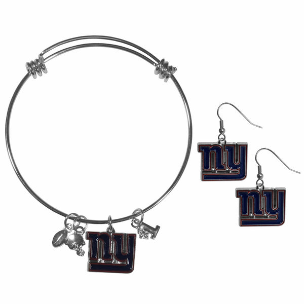 Sports Jewelry & Accessories NFL - New York Giants Dangle Earrings and Charm Bangle Bracelet Set JM Sports-7