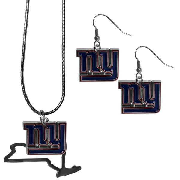 Sports Jewelry & Accessories NFL - New York Giants Dangle Earrings and State Necklace Set JM Sports-7