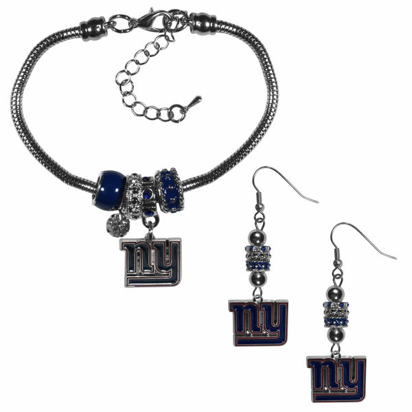 Sports Jewelry & Accessories NFL - New York Giants Euro Bead Earrings and Bracelet Set JM Sports-7
