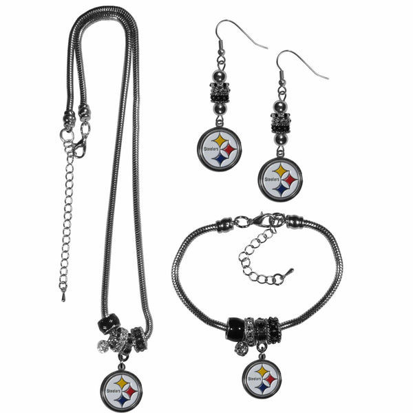 Sports Jewelry & Accessories NFL - Pittsburgh Steelers Euro Bead Jewelry 3 piece Set JM Sports-7