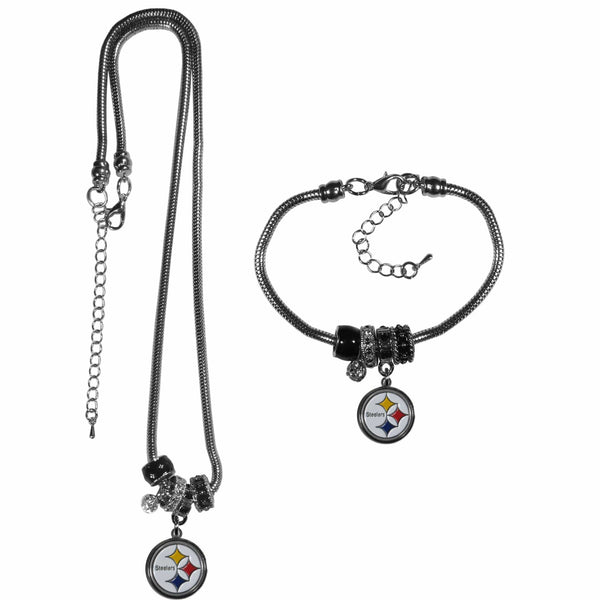Sports Jewelry & Accessories NFL - Pittsburgh Steelers Euro Bead Necklace and Bracelet Set JM Sports-7