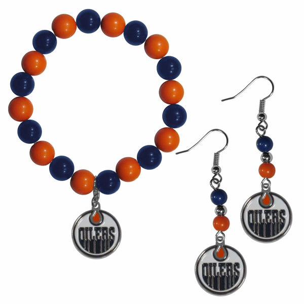 Sports Jewelry & Accessories NHL - Edmonton Oilers Fan Bead Earrings and Bracelet Set JM Sports-7