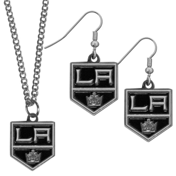 Sports Jewelry & Accessories NHL - Los Angeles Kings Dangle Earrings and Chain Necklace Set JM Sports-7