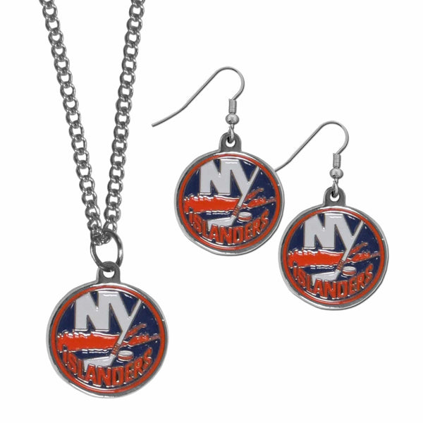Sports Jewelry & Accessories NHL - New York Islanders Dangle Earrings and Chain Necklace Set JM Sports-7