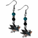 Sports Jewelry & Accessories NHL - San Jose Sharks Fan Bead Dangle Earrings JM Sports-7
