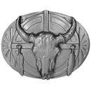Sports Jewelry & Accessories Sports Accessories - Buffalo Skull and Feathers Antiqued Belt Buckle JM Sports-7