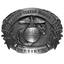 Sports Jewelry & Accessories Sports Accessories - Marines Retired Antiqued Belt Buckle JM Sports-7
