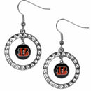 Sports Jewelry NFL - Cincinnati Bengals Rhinestone Hoop Earrings JM Sports-7