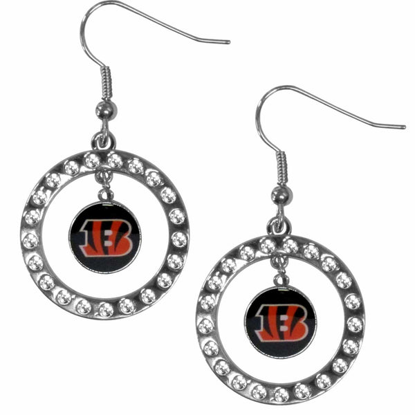 Sports Jewelry NFL - Cincinnati Bengals Rhinestone Hoop Earrings JM Sports-7