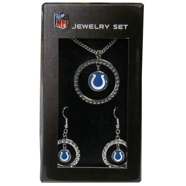 Sports Jewelry NFL - Indianapolis Colts Rhinestone Hoop Jewelry Set JM Sports-7