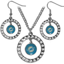 Sports Jewelry NFL - Miami Dolphins Rhinestone Hoop Jewelry Set JM Sports-7
