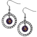 Sports Jewelry NFL - Minnesota Vikings Rhinestone Hoop Earrings JM Sports-7