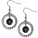 Sports Jewelry NFL - New Orleans Saints Rhinestone Hoop Earrings JM Sports-7