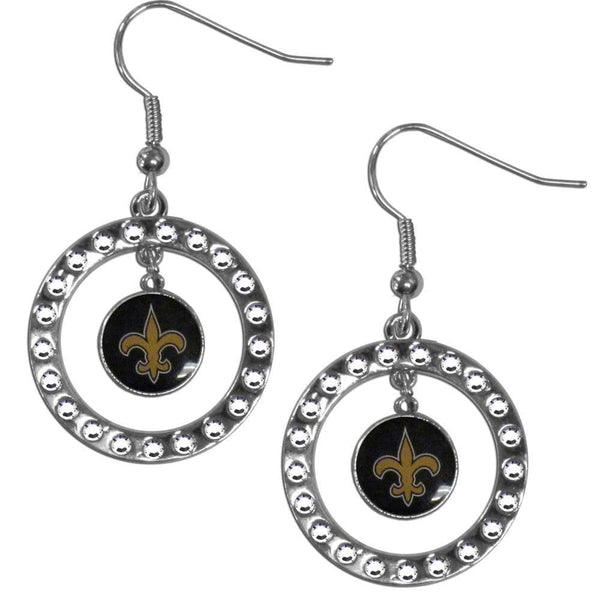 Sports Jewelry NFL - New Orleans Saints Rhinestone Hoop Earrings JM Sports-7