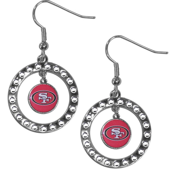 Sports Jewelry NFL - San Francisco 49ers Rhinestone Hoop Earrings JM Sports-7