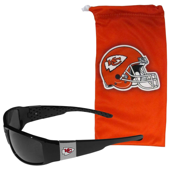 Sports Sunglasses NFL - Kansas City Chiefs Chrome Wrap Sunglasses and Bag JM Sports-7