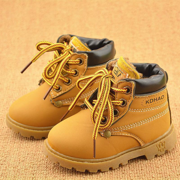 Spring Autumn Winter Children Sneakers Martin Boots Kids Shoes Boys Girls Snow Boots Casual Shoes Girls Boys Plush Fashion Boots-Black-6-JadeMoghul Inc.