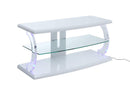 Stands Bedroom TV Stand - 18" X 48" X 22" White Clear Glass Wood Glass Veneer (Melamine) TV Stand (LED) HomeRoots